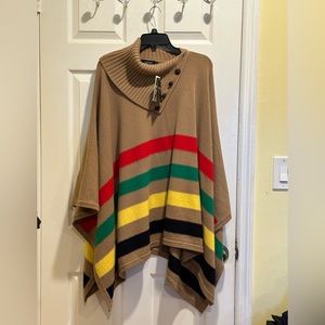 Ralph Lauren Women’s Turtle Neck Wool Blend Poncho